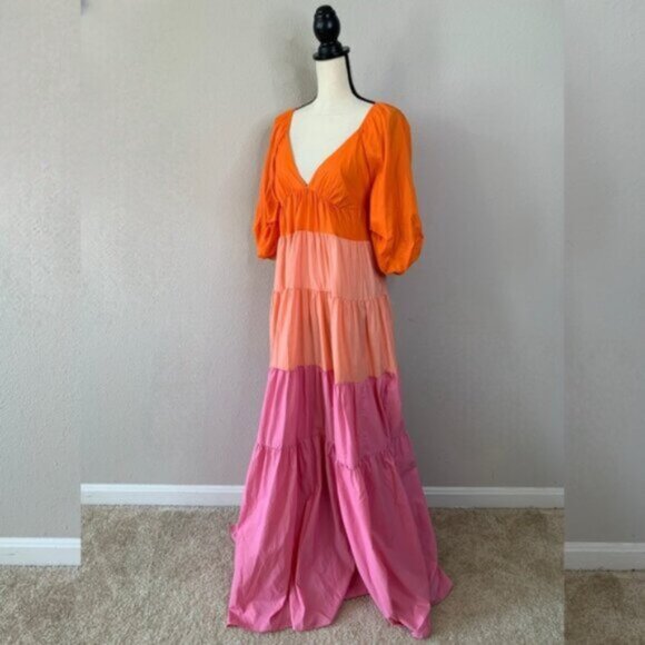 NWT STAUD Meadow Colorblock Flowy Maxi Dress - Picture 8 of 16